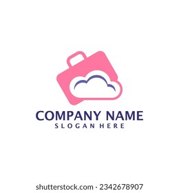 Cloud with Suitcase logo design concept vector. Suitcase logo design template
