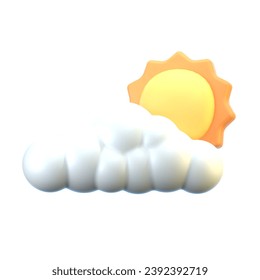 elemento del paquete de iconos de Ilustración de nube sun 3D