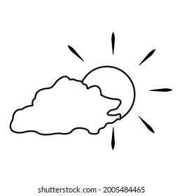 Cloud with the sun behind vector icon