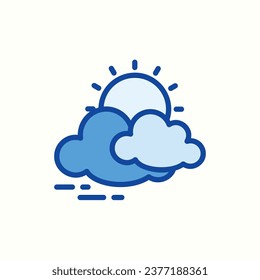 icono de nube y sol azul, icono aislado en fondo claro, perfecto para sitio web, blog, logo, diseño gráfico, medios sociales, interfaz de usuario, aplicación móvil
