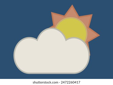Cloud and a sun in dark blue background