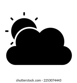 Cloud with sun denoting concept of weather, editable vector