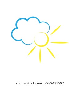Nube con sol que representa el tiempo en un icono plano