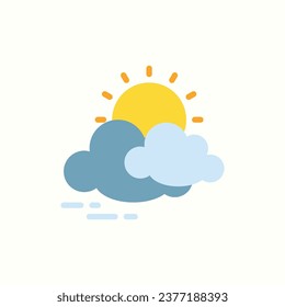 cloud and sun flat icon, isolated icon in light background, perfect for website, blog, logo, graphic design, social media, UI, mobile app