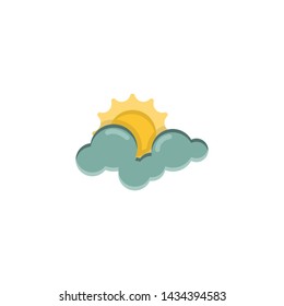 Cloud and sun flat icon, vector sign, Weather forecast partly sunny colorful pictogram isolated on white. Symbol, logo illustration. Flat style design