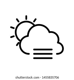 Cloud with sun  and fog icon vector