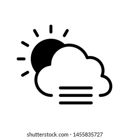 Cloud with sun  and fog icon vector