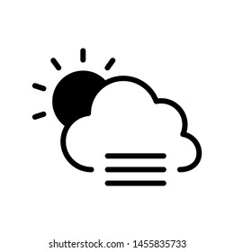 Cloud with sun  and fog icon vector