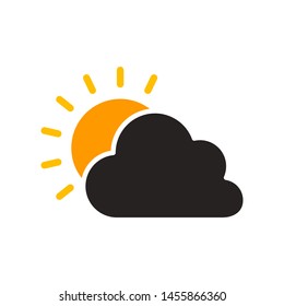 Cloud with sun  and fog icon vector