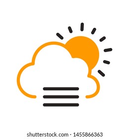 Cloud with sun  and fog icon vector