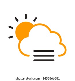 Cloud with sun  and fog icon vector