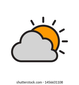 Cloud with sun  and fog icon vector