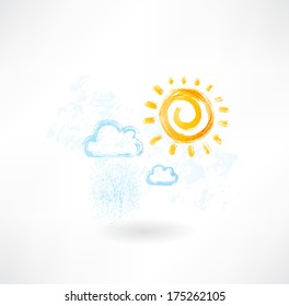cloud sun grunge icon