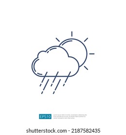 Outline-Symbol für Wolkensonne und starke Regenfälle