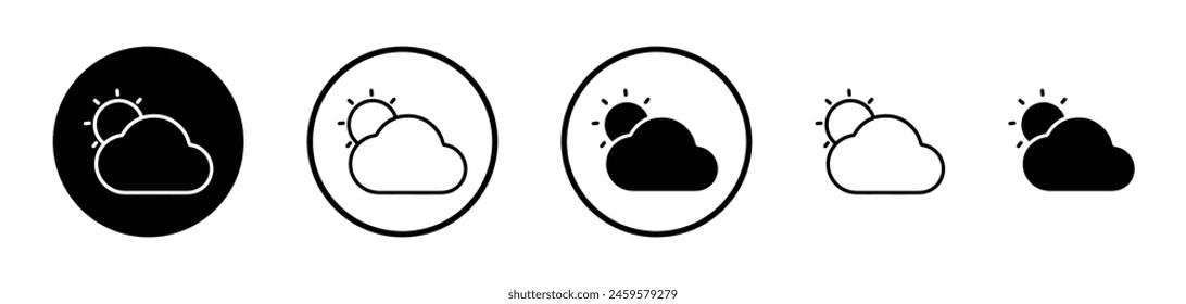 Cloud and Sun Icon Collection. Weather Forecast Vector Symbol.