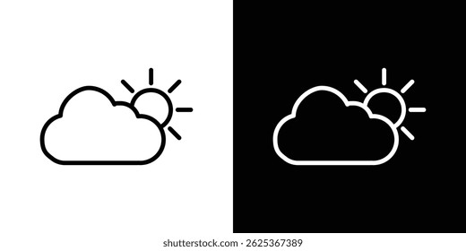 Cloud sun icon concept stroke on white background