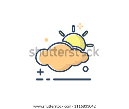 cloud sun icon design illustration,line filled style design, designed for web and app