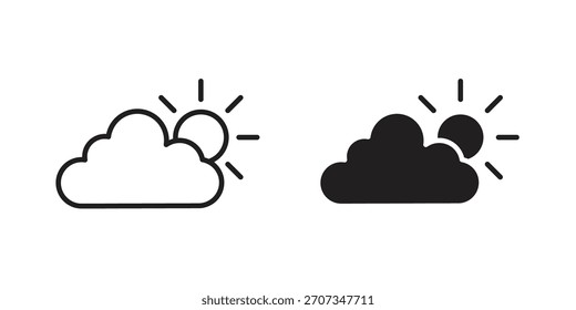 Symbol für Wolkensonne. Kollektion mit flachen Linien und Strichlinien. einfaches Symbol