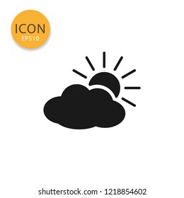 Cloud with sun icon flat style in black color vector illustration on white background.