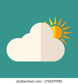 cloud and sun icon, flat style. weather theme