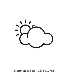 Cloud sun icon Flat vector set outline