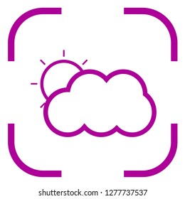 Cloud sun icon in focus. White background
