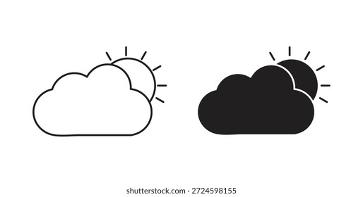 Wolke Sonne Symbol Glyphe und Linie setzen dünne Linie Symbol Konzept.