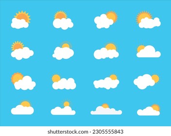 Cloud and Sun Icon Illustration