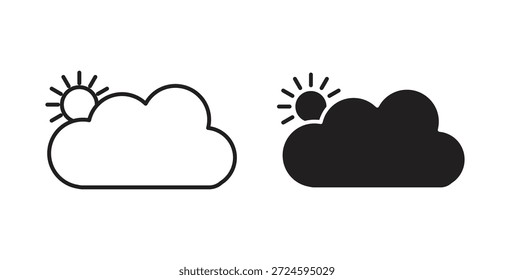 Cloud sun icon with line and silhouette versions.