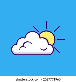 cloud and sun icon or logo isolated sign symbol vector illustration - Cartoon  style vector icon