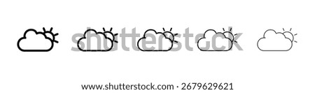 Cloud sun icon logo in stroke lines collection