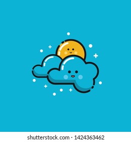 Cloud and sun icon in mbe style