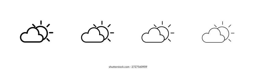 Icono de sol de la nube en estilo de línea de trazo moderno. Vector 10 eps