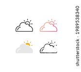 The cloud and sun icon with some kinds of style, line, glyph, gradient, and chalk or brush icon