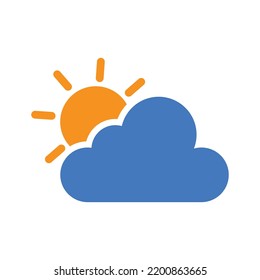 Cloud and sun icon. sunny weather cloud vector