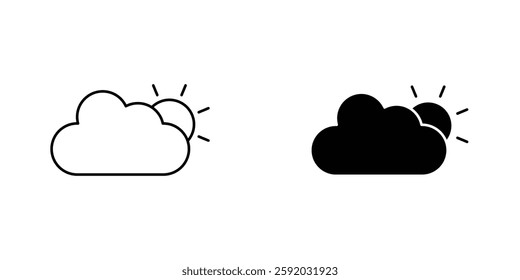 Cloud sun icon symbol collection on white background.