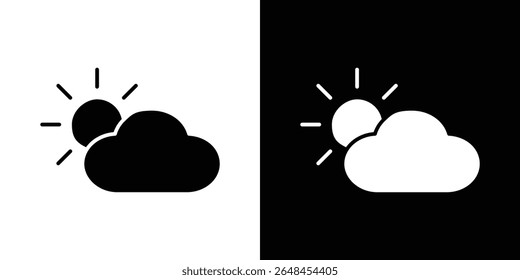 Cloud sun icon symbol collection. Flat vector stock illustration.