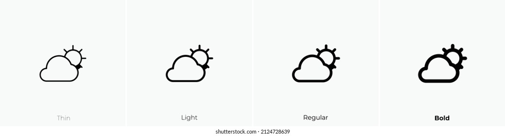 Wolke Sonnensymbol. Thin, hellrosa und feines Design einzeln auf weißem Hintergrund