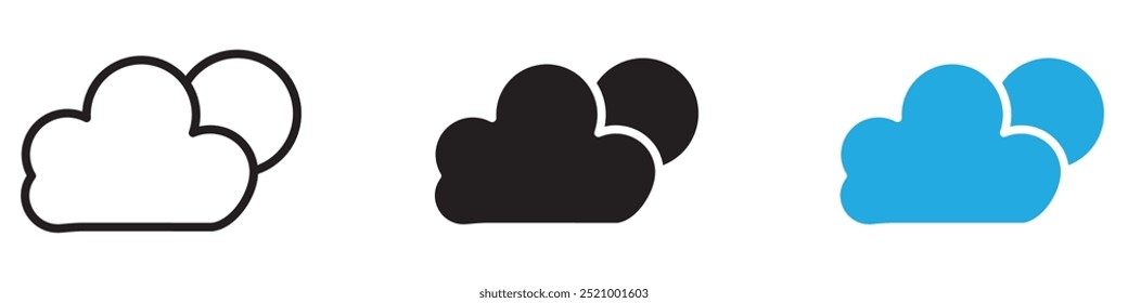 Cloud sun icon thin line illustration