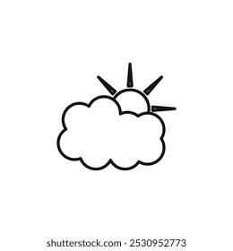 Cloud sun icon Thin line flat illustration