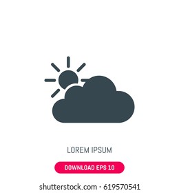 Cloud and sun icon, vector