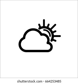 Cloud and sun icon vector