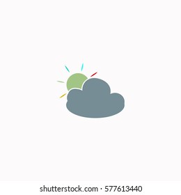 Cloud and sun  icon Vector design. Colored illustration.