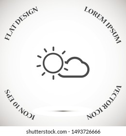 Cloud and sun icon vector. Weather button Meteorology weather Cloud and sun icon vector. with modern design raining Cloud and sun icon vector. weather forecast on rainy background
