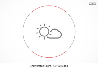 Cloud and sun icon vector. Weather button Meteorology weather Cloud and sun icon vector. with modern design raining Cloud and sun icon vector. weather forecast on rainy background
