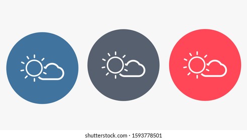 Cloud and sun icon vector. Weather button Meteorology weather Cloud and sun icon vector. with modern design raining Cloud and sun icon vector. weather forecast on rainy background