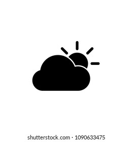 Cloud and sun icon - Weather button. Cloud and sun vector icon