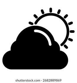 Cloud and Sun icon - Weather Forecast Symbol Vector Illustration
