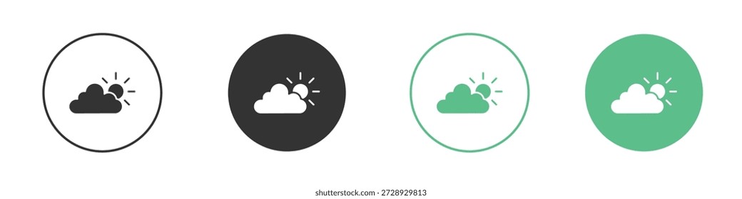 Conceitos de ícones de sol de nuvem. conjunto de sinais preto
