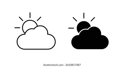 Cloud sun icons. thin line vector icons